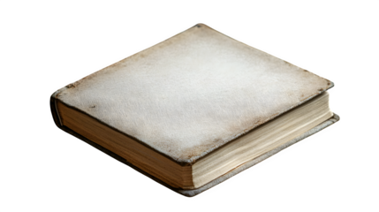 Open linen-bound journal with blank pages and raw edge paper, boho style