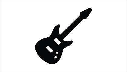 Electric Guitar Icon – Black Silhouette with Simple Design