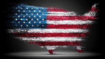 The outline of the united states adorned with the american flag painted on it to showcase national pride and identity