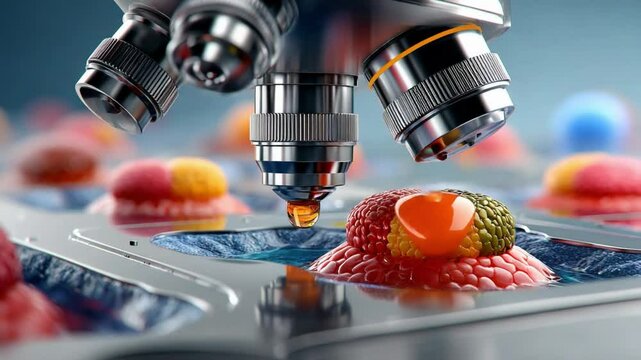 Microscopic Marvel: An illuminating glimpse into the intricate world of scientific discovery. A high-magnification close-up captures the essence of cutting-edge science and research.