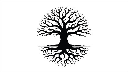 Scary tree silhouette vector haunted forest spooky illustration icon