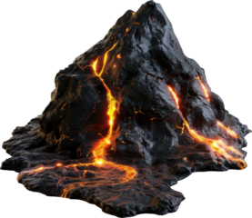 Lava flows from molten volcano peak