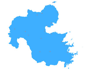 大分県　地図　ブルー　斑点　イラスト