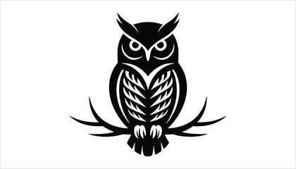 Owl silhouette vector icon black bird design isolated illustration
