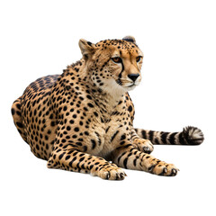 Fototapeta premium Cheetah Lying Down on White Background