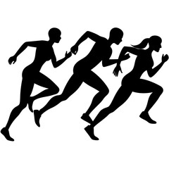 running silhouettes vector