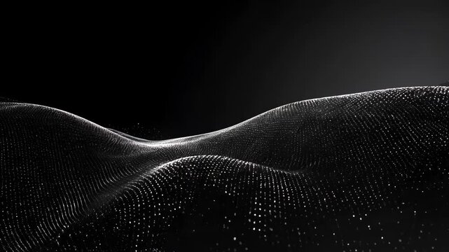 black and white digital dot wave surface with smooth animation