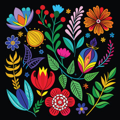 Seamless floral pattern vector illustration with spring blossoms and decorative leaves for textile design