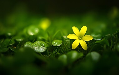 Obraz premium Vibrant Yellow Flower in Lush Green Meadow AI Art