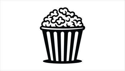 Popcorn bucket icon black vector snack symbol for cinema use