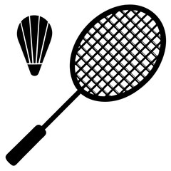 badminton racket and shuttlecock isolated on white
