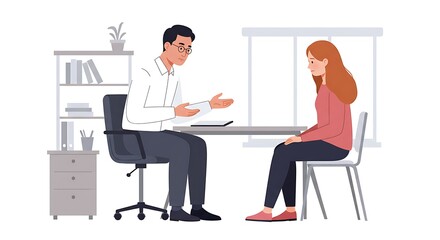 Illustration showcasing a counseling session between a therapist and a client