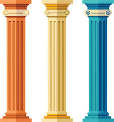 Ancient Greek architecture features isolated marble columns, like Doric or Ionic pillars, remnants of classical temples