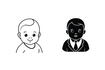 Baby And Business Boy Line Art Cute Black And White Characters Comparison