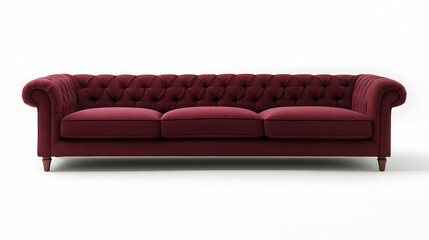 Fototapeta premium Elegant Red Chesterfield Sofa On White Background