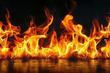 Fototapeta premium Burning Flames Against a Dark Backdrop