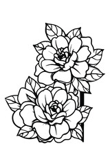 Fototapeta premium Elegant single line peony illustration, minimalist and modern floral drawing, black outline on white background, vector