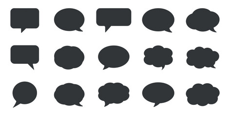 Collection Of Various Black Speech Bubbles On White Background Communication Bubbles For Social Media And Design Projects