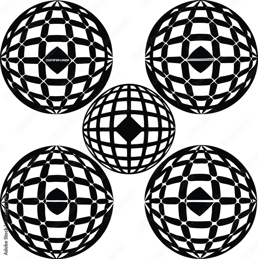 Poster seamless vector pattern with 3d globe spheres in a colorful abstract design