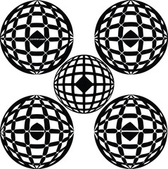 Seamless vector pattern with 3D globe spheres in a colorful abstract design