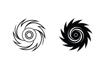 Abstract Hurricane Or Saw Blade Vector Graphics In Black And White Style