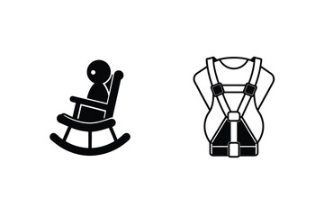 Relaxation And Safety Illustration Rocking Chair Figure And Harness Icon Design