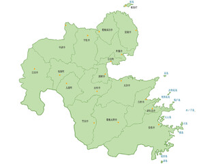 Fototapeta premium 大分県 地図 黄緑 斑点 イラスト