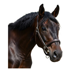 Fototapeta premium A beautiful black horse shown in a side profile.