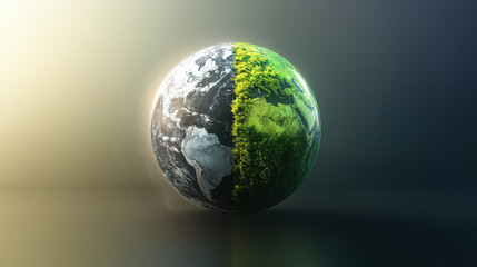 Fototapeta premium Dying earth globe visualization abstract concept gigapixel standard quality grey side dominance environmental awareness