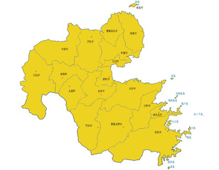 大分県　地図　黄色　斑点　イラスト