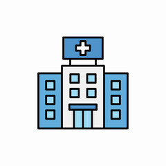 Minimalist Hospital Building Icon with Medical Cross