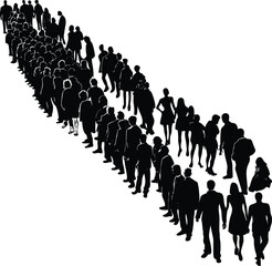 Naklejka premium A 3d illustration shows a diverse crowd of people silhouettes, a symbol of community teamwork and business leadership