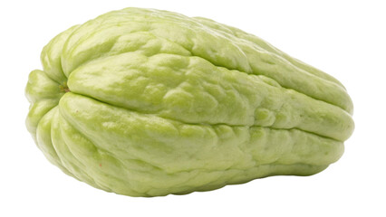 Obraz premium A chayote, a green, wrinkled vegetable with a unique shape and smooth texture, commonly used in various culinary dishes.