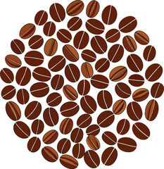 Seamless brown coffee bean pattern illustration on white background, a design with food and drink texture