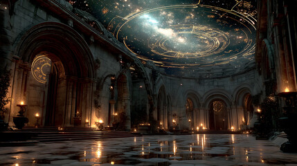 Obraz premium Cosmic Alchemy Galaxy Inside Ancient Chamber