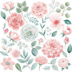 Seamless pink rose floral pattern vector art design