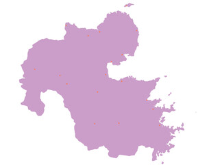 大分県　地図　紫　斑点　イラスト