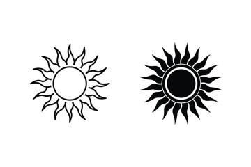 Sun Icons Two Styles Simple Vector Design Bright Summer Concept Graphic Elements