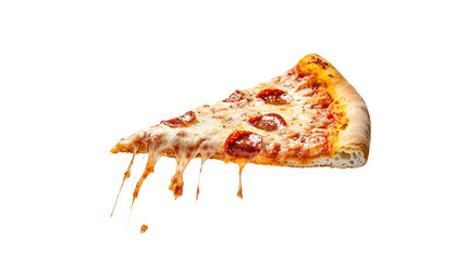 Floating slices of pizza isolated on a transparent background