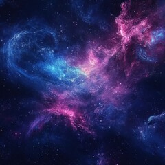 Fototapeta premium Galactic nebula swirling with vibrant colors in a vast cosmic landscape illuminated by distant stars and celestial bodies