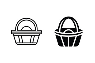 Two Simple Black And White Basket Icons Vector Illustration