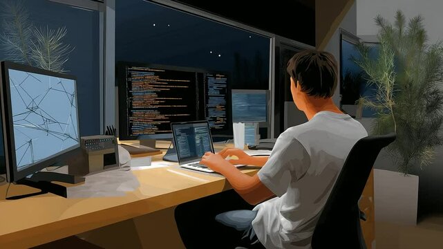 2_A programmer coding a robo-advisor algorithm in a quiet lab