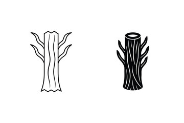 Tree Stump Vector Icons In Line And Silhouette Styles Forest Element
