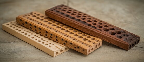 Laminate and parquet samples featuring wood patterns are ideal for interior design, particularly for wooden flooring, with a copy space image available