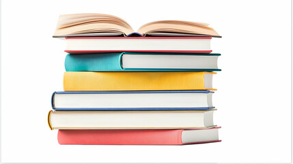 Stack Of Colorful Books On White Background