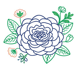 Minimal line art rose flower, elegant single line botanical vector illustration on a white background 