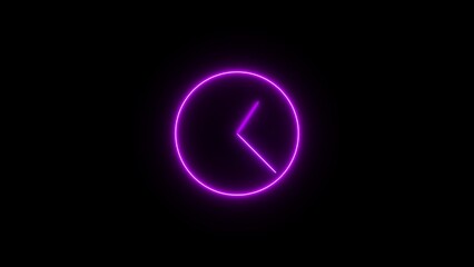 Glowing neon clock icon 