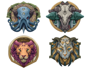 Four animal portraits illustration decorative design graphics