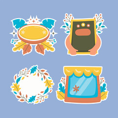 Blank label commerce sticker collection set in isolated background