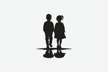 Silhouette of children's